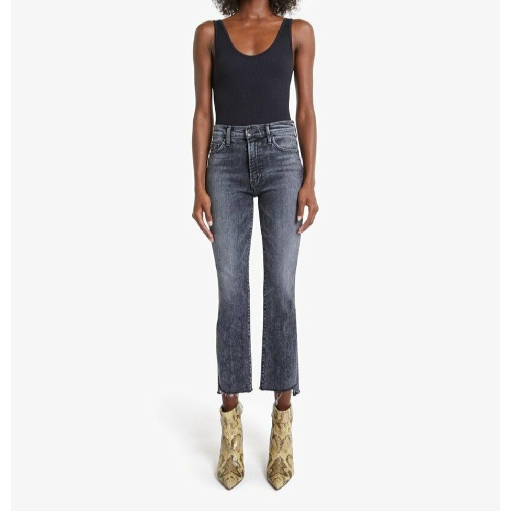 NWT Mother  The Insider Crop Step Fray Jeans Train Stops Dark Gray Size 29 $238